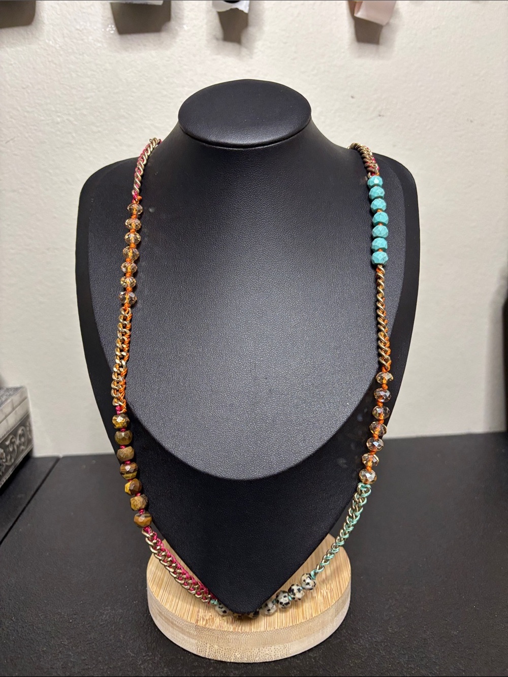 Chloe + Isabel Boho Turquoise Dalmation Stone Multicolor Beaded Chain Necklace